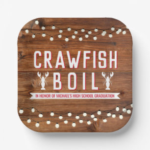 Crawfish Boil Graduation Reunion Lobster Rustic Paper Plate