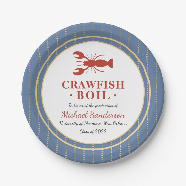 Crawfish Boil Graduation School Event Paper Plate (Front)