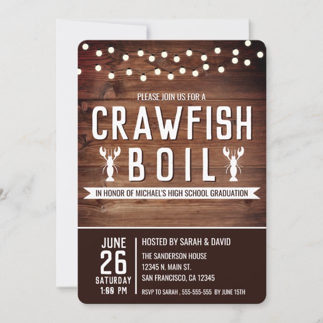 Crawfish Boil High School College Graduation Party Invitation (Front)