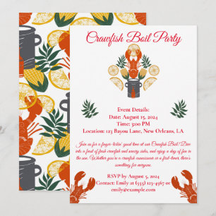 Crawfish Boil Invitation–Summer Seafood Cookout Invitation