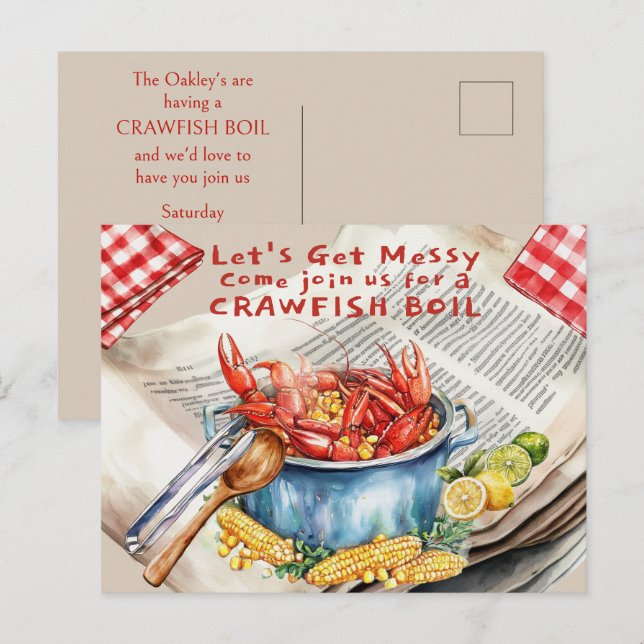 Crawfish Boil Let's Get Messy Postcard (Front/Back)