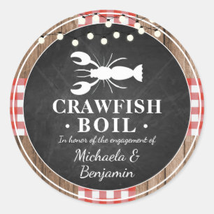 Crawfish Boil Lobster Engagement Party Rustic Classic Round Sticker
