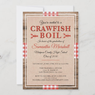 Crawfish Boil Lobster High School Graduation Party Invitation