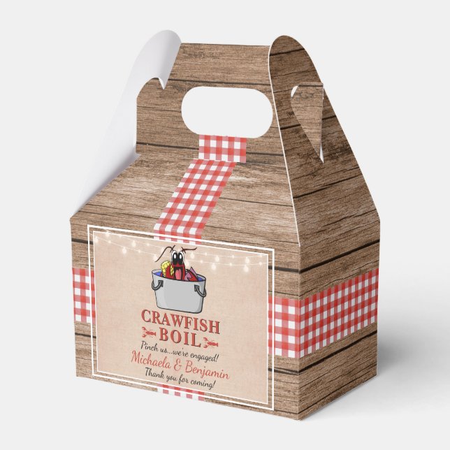 Crawfish Boil Lobster Rustic Engagement Party Favor Box (Front Side)