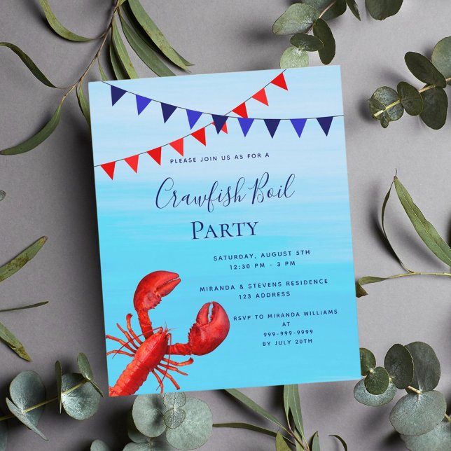 Crawfish boil party lobster sea budget invitation (Creator Uploaded)