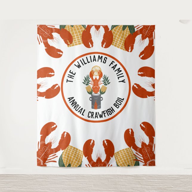 Crawfish Boil Party Paper Backdrop – Photo Booth Tapestry (Front)