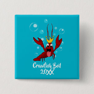 Crawfish Boil Party with the Crawfish King 2 Inch Square Button