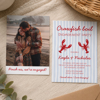 Crawfish Boil Pinch Us Photo Engagement Party Invitation