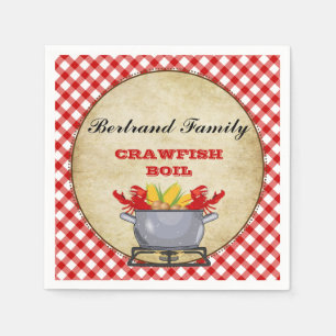 Crawfish Boil Pot Red Check Gingham Napkin