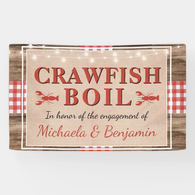 Crawfish Boil Rustic Couples Shower Engagement Banner (Horizontal)