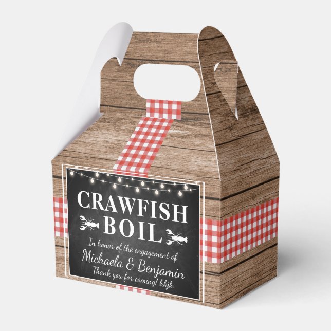 Crawfish Boil Rustic Lobster Engagement Party Favor Box (Front Side)