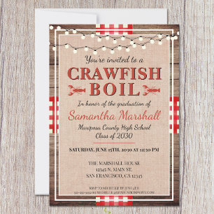 Crawfish Boil Rustic School Graduation Party Invitation