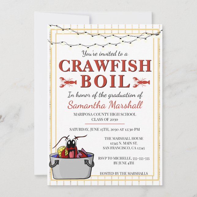 Crawfish Boil School Graduation Graduate Party Invitation (Front)