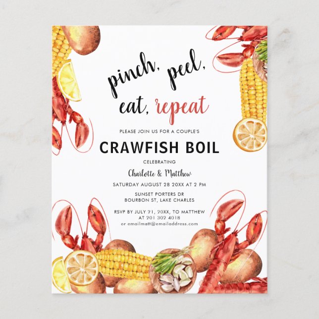 Crawfish Boil Script Engagement Party Invitation (Front)