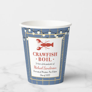Crawfish Boil Seafood Blue Graduation Party Paper Cups