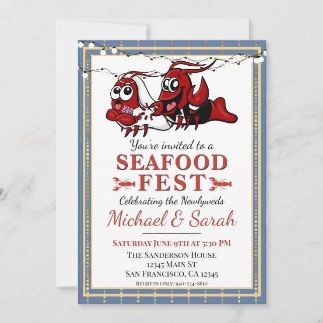 Crawfish Boil Seafood Fest Newlywed Engagement Invitation (Front)