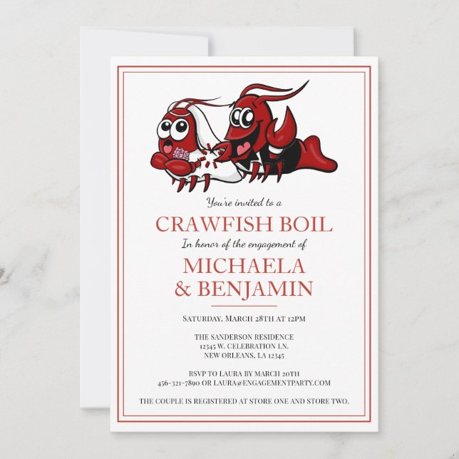 Crawfish Boil Simple Newlywed Engagement Party Invitation (Front)