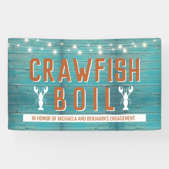 Crawfish Boil Special Event Blue Engagement Party Banner (Horizontal)