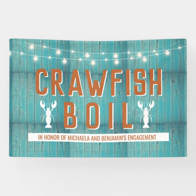 Crawfish Boil Special Event Blue Engagement Party Banner (Horizontal)