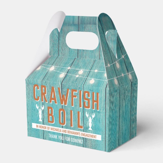 Crawfish Boil Special Event Blue Engagement Party Favor Box (Front Side)