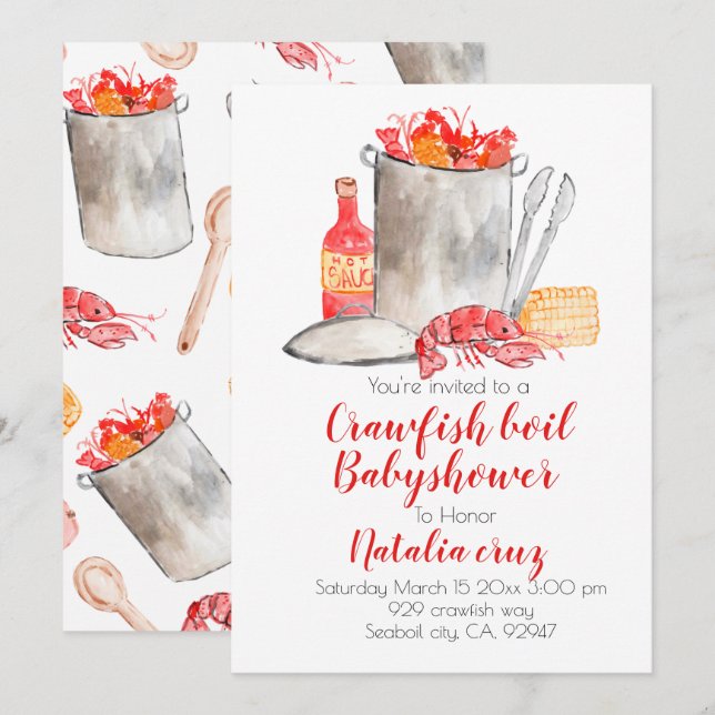 Crawfish bouillir babyshower invitation (Devant / Derrière)