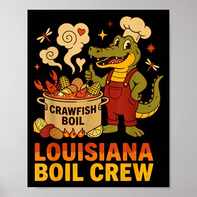 Crawfish Cajun Louisiana Boil Alligator Bayou Retr Poster (Front)