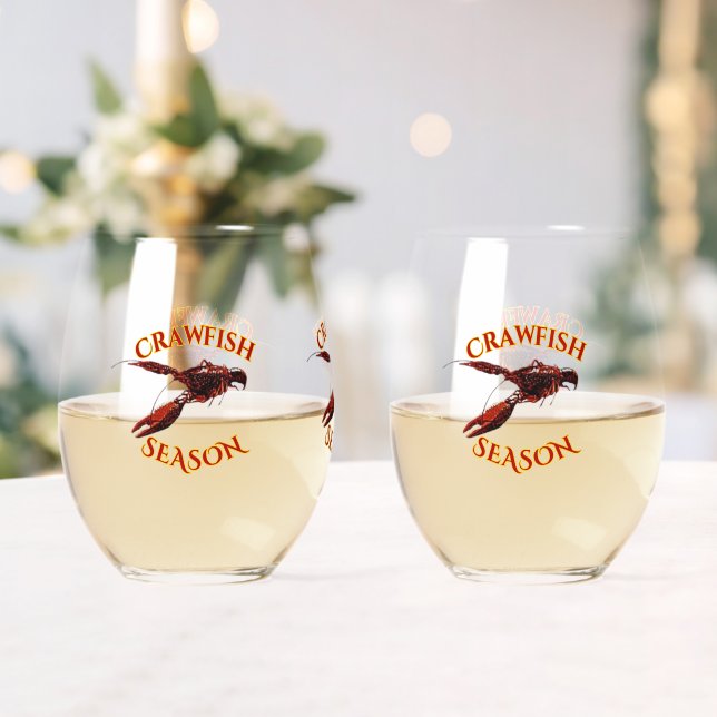 Crawfish Down On The Bayou Stemless Wine Glass (Insitu (Wedding))