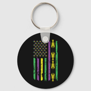 Crawfish Flag Louisiana Beads Mardi Festival Mardi Keychain