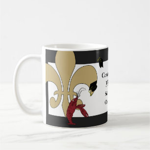 Crawfish Fleur de Lis Graduation Black Gold Coffee Mug