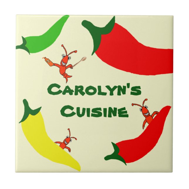Crawfish Hot Pepper Personalized Tile (Front)