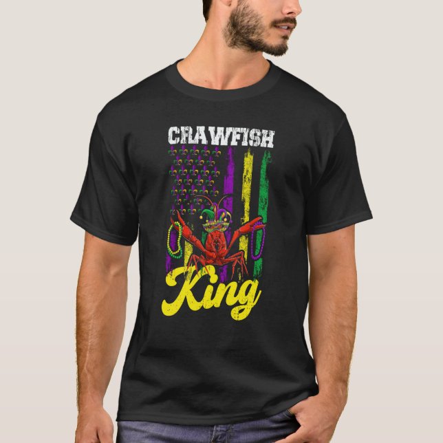 Crawfish King Beads Mardi Gras Flag Dab Kids Toddl T-Shirt (Front)