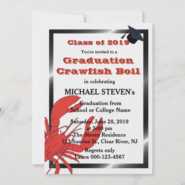 Crawfish/Lobster Boil Graduation Party Invite (Front)