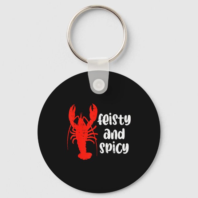 Crawfish Lobster Feisty And Scy Crayfish Men Women Keychain (Front)