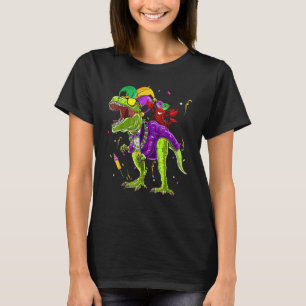 Crawfish Riding rex Dinosaur Mardi Gras Jester Cos T-Shirt