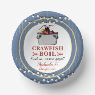 Crawfish Seafood Boil Blue Party or Engagement Paper Plate