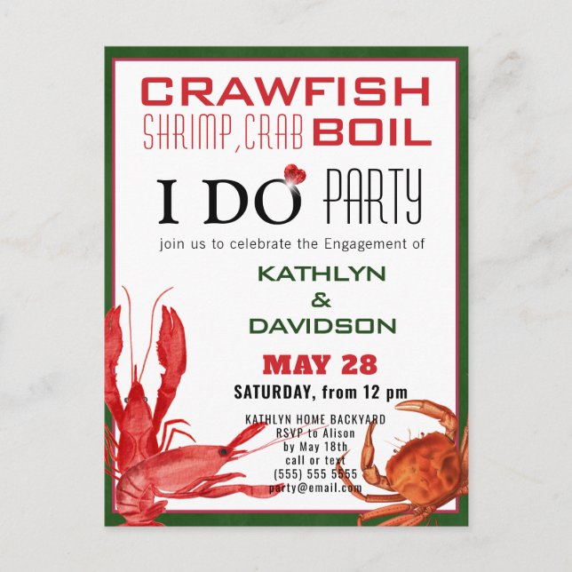 Crawfish Seafood Boil Fiançailles Photo Invitation (Devant)