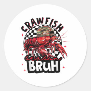 Crawfish Season Bruh Funny Crawfish Hat Boy Crawfi Classic Round Sticker