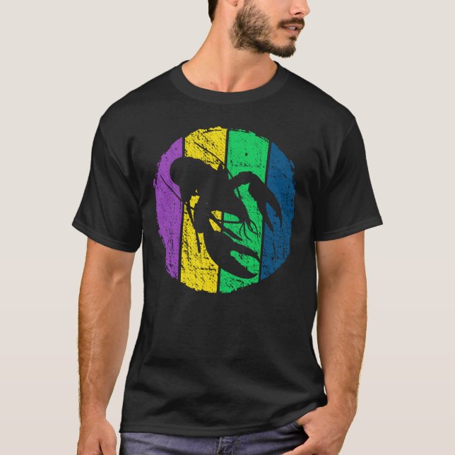 Crawfish Silhouette Mardi Gras Celebration  T-Shirt (Front)
