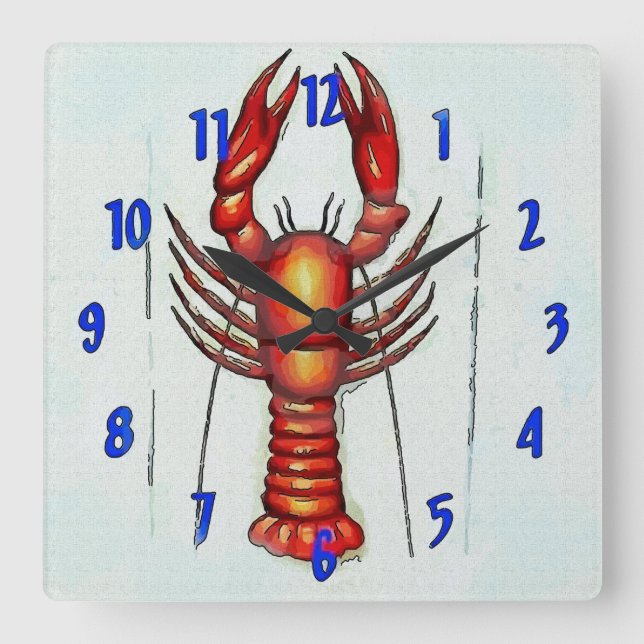 Crawfish Time, Crayfish,Lobster Square Wall Clock (Front)