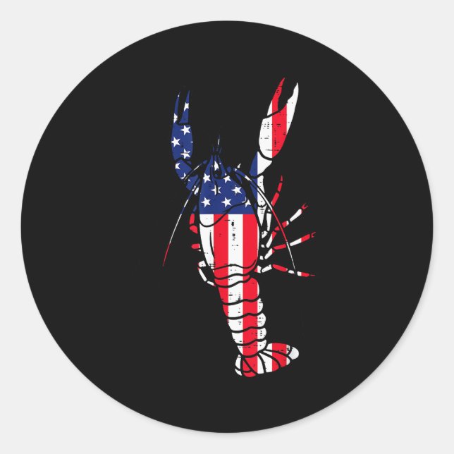 Crawfish Us Flag Crayfish Lobster Patriotic Men Wo Classic Round Sticker (Front)