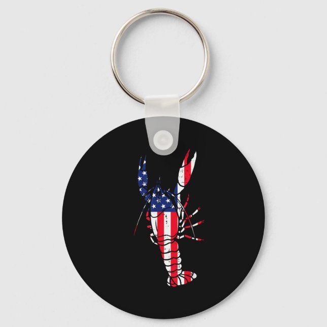 Crawfish Us Flag Crayfish Lobster Patriotic Men Wo Keychain (Front)