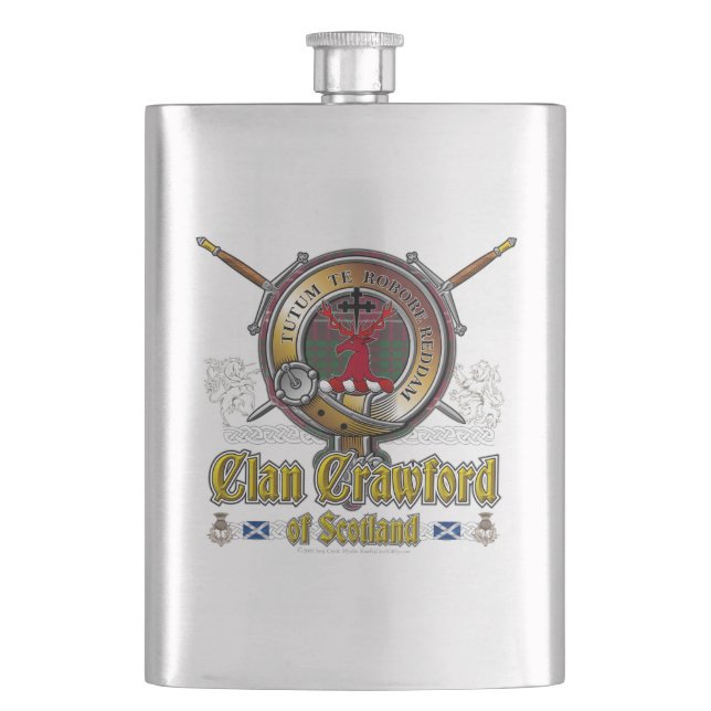 Crawford Crest Badge Hip Flask (Front)
