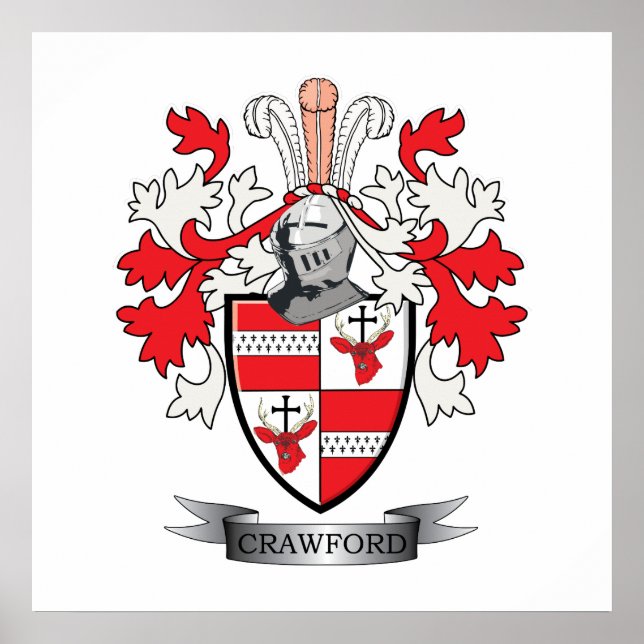 Crawford Family Crest Coat of Arms Poster (Front)
