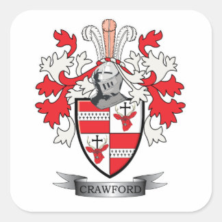 Crawford Family Crest Coat of Arms Square Sticker