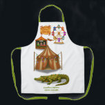 Crawford, painted circus crocodile apron<br><div class="desc">Covered in dazzling painted patterns from snout to tail, Crawford marches proudly in every circus parade. Though he can easily snap a branch clean in two as part of his act, he’s friendly, surprisingly gentle, and a walking work of art. Children adore his bright scales and cheerful grin. Wherever Crawford...</div>