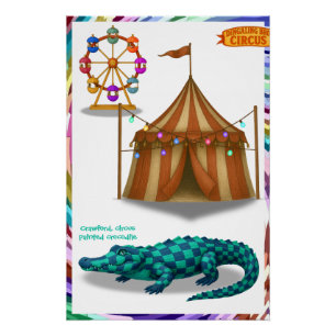 Crawford, painted circus crocodile poster
