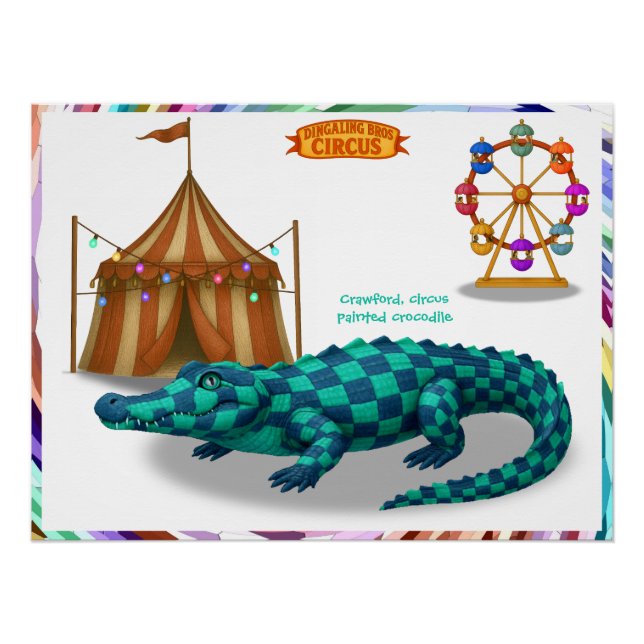 Crawford, painted circus crocodile poster (Front)