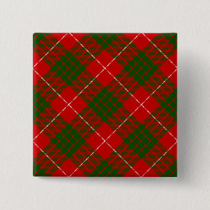Crawford tartan red green plaid 2 inch square button