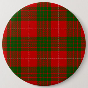 Crawford tartan red green plaid 6 inch round button