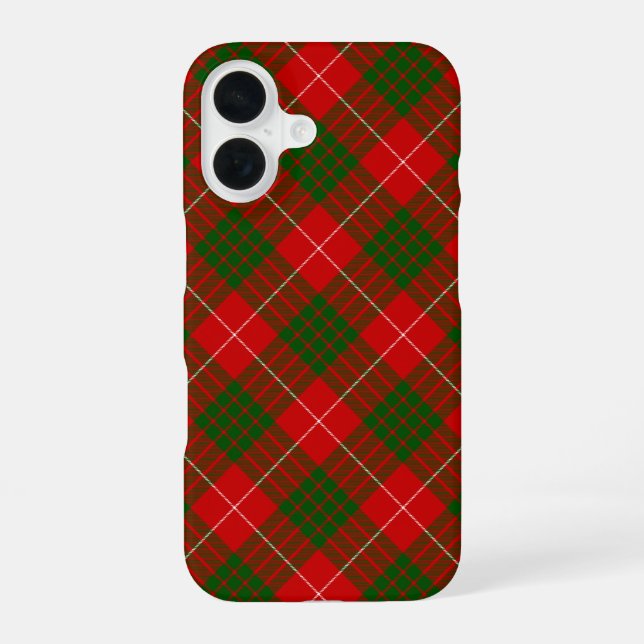 Crawford tartan red green plaid iPhone 16 case (Back)